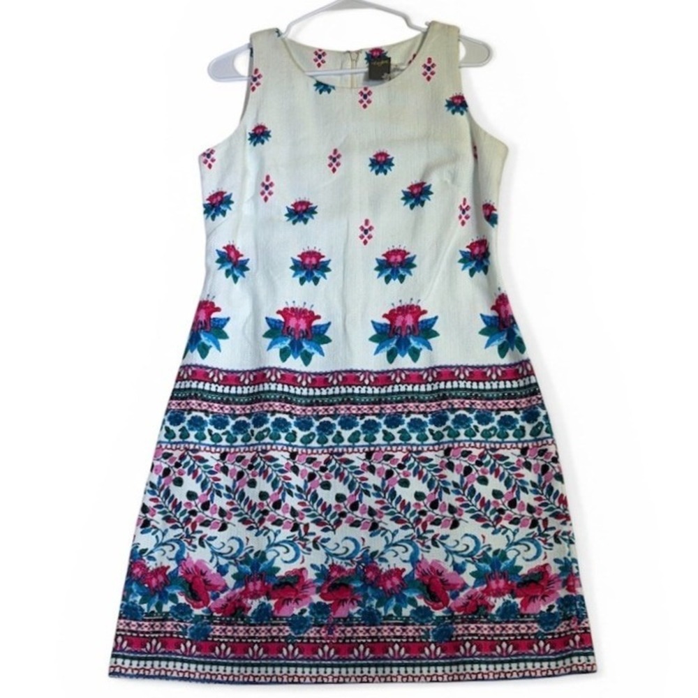 Taylor Floral Shift Dress Ivory Size 10 Sleeveless *READ*